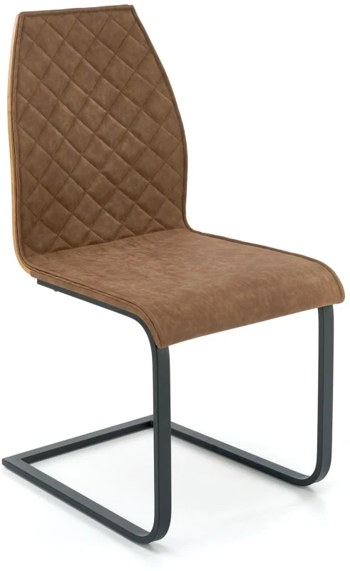 Krzesło K265 eco skóra do jadalni brązowy/dąb złoty/czarny