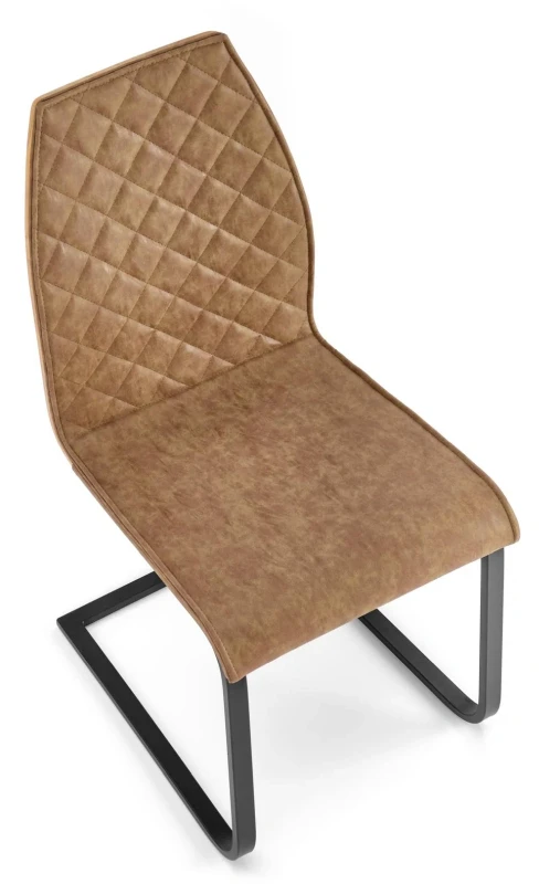 Krzesło K265 eco skóra do jadalni brązowy/dąb złoty/czarny