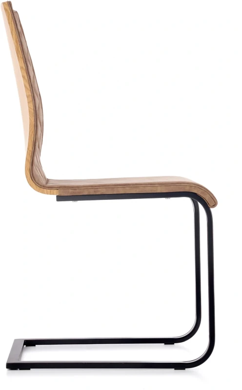 Krzesło K265 eco skóra do jadalni brązowy/dąb złoty/czarny