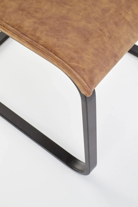 Krzesło K265 eco skóra do jadalni brązowy/dąb złoty/czarny