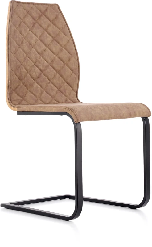 Krzesło K265 eco skóra do jadalni brązowy/dąb złoty/czarny
