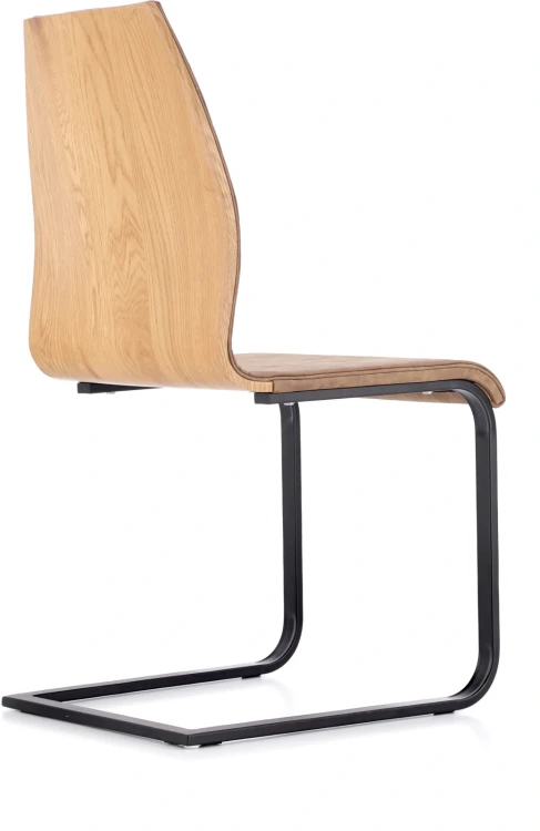 Krzesło K265 eco skóra do jadalni brązowy/dąb złoty/czarny