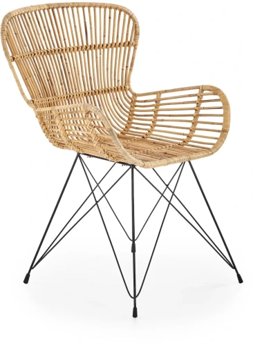 Krzesło K335 do salonu rattan naturalny/czarny