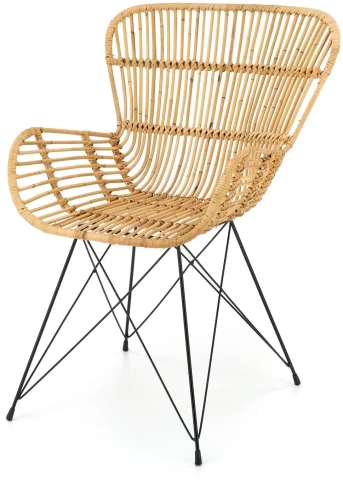 Krzesło K335 do salonu rattan naturalny/czarny