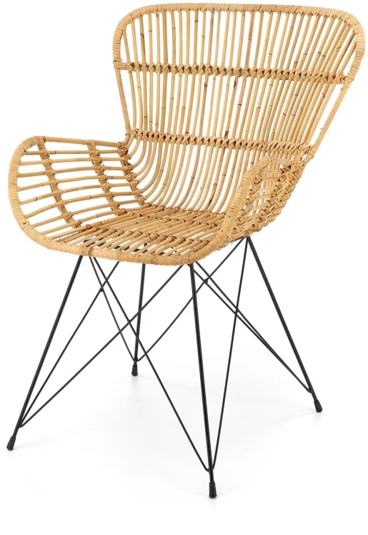 Krzesło K335 do salonu rattan naturalny/czarny