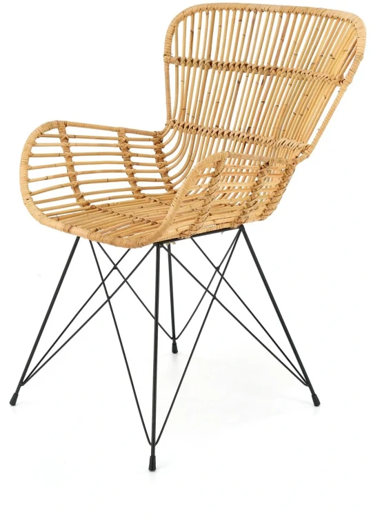 Krzesło K335 do salonu rattan naturalny/czarny