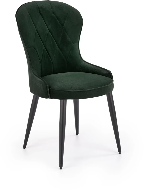 Krzesło K366 tapicerowane do jadalni ciemny zielony/czarny