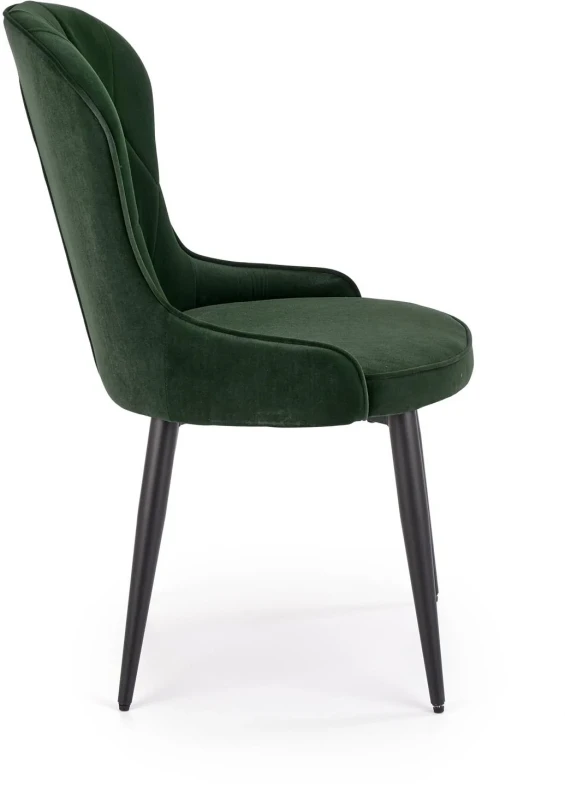 Krzesło K366 tapicerowane do jadalni ciemny zielony/czarny