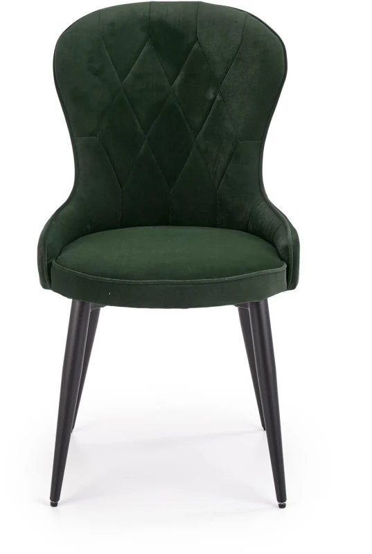 Krzesło K366 tapicerowane do jadalni ciemny zielony/czarny
