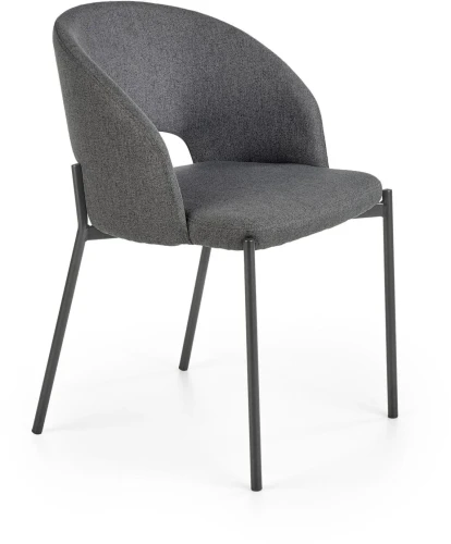 Krzesło tapicerowane K373 z wycięciem w oparciu kubełkowe do jadalni popielaty