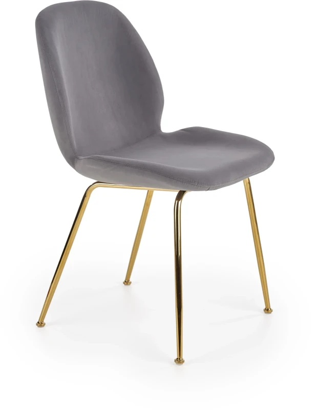 Krzesło K381 tapicerowane do jadalni popielaty/złoty