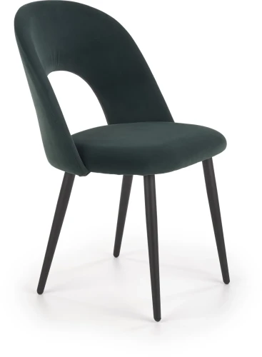 Krzesło K384 tapicerowane do jadalni ciemny zielony/czarny