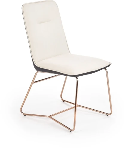 Krzesło K390 tapicerowane do jadalni kremowy/ciemny popiel/złoty