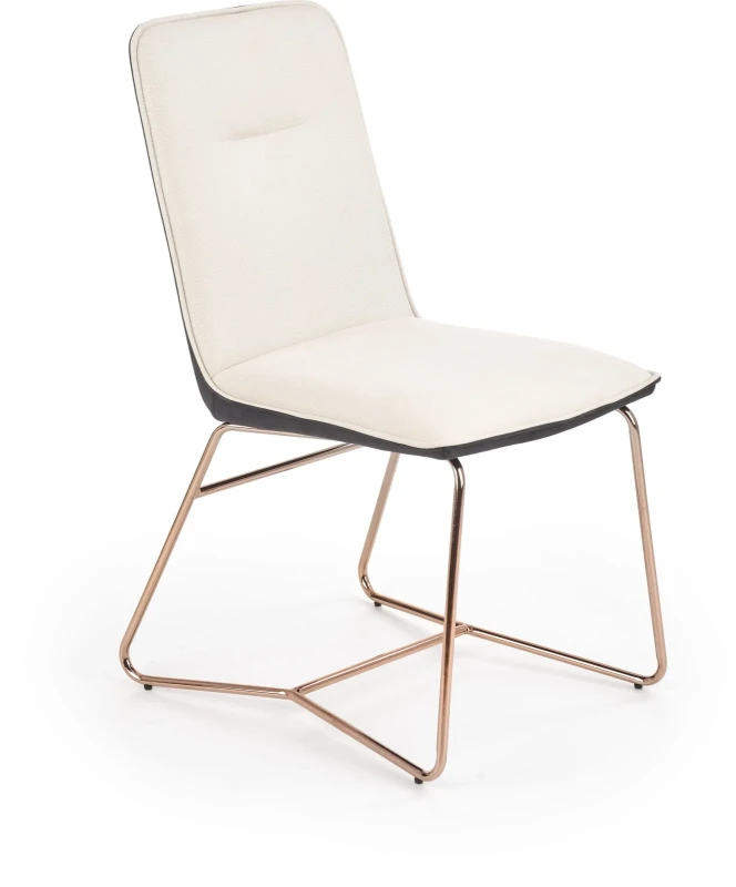 Krzesło K390 tapicerowane do jadalni kremowy/ciemny popiel/złoty