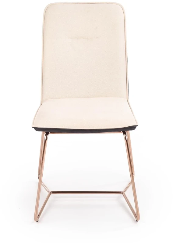 Krzesło K390 tapicerowane do jadalni kremowy/ciemny popiel/złoty