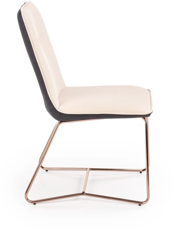 Krzesło K390 tapicerowane do jadalni kremowy/ciemny popiel/złoty