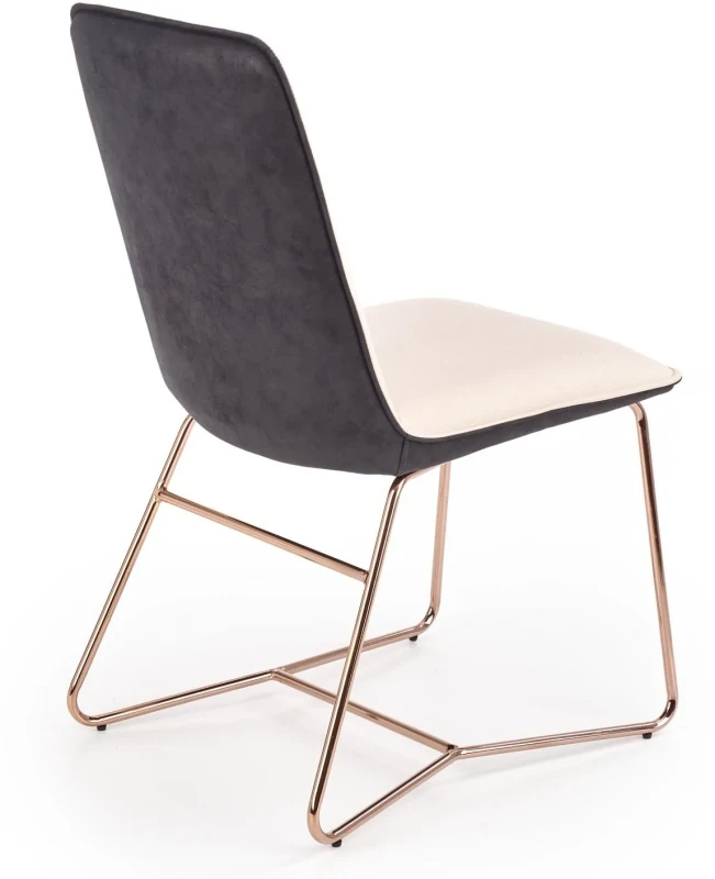 Krzesło K390 tapicerowane do jadalni kremowy/ciemny popiel/złoty