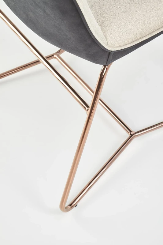 Krzesło K390 tapicerowane do jadalni kremowy/ciemny popiel/złoty