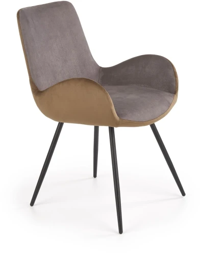 Krzesło K392 tapicerowane do jadalni ciemny popiel/brązowy