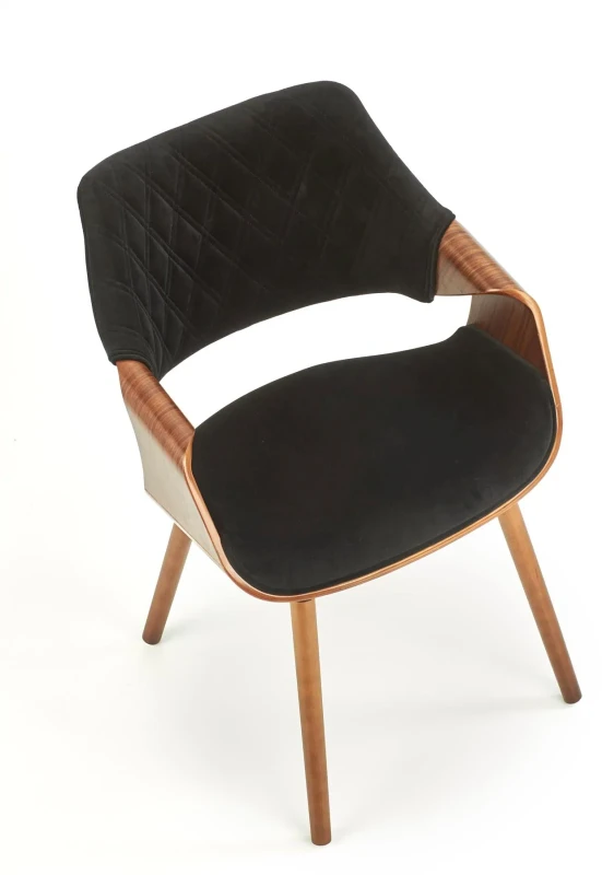 Krzesło K396 tapicerowane do jadalni czarny/orzechowy