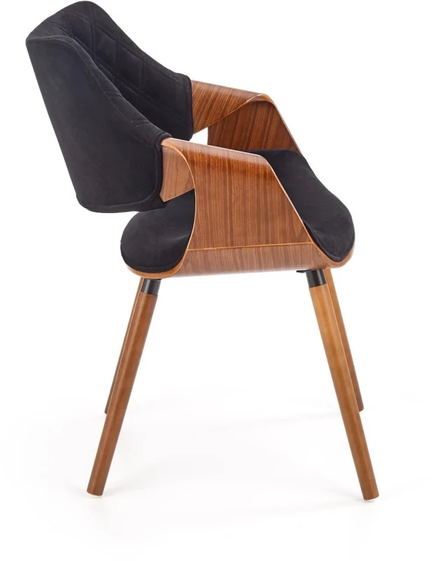 Krzesło K396 tapicerowane do jadalni czarny/orzechowy