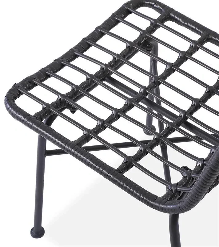 Krzesło K401 rattan syntetyczny z poduszką czarny/popielaty