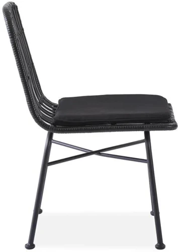 Krzesło K401 rattan syntetyczny z poduszką czarny/popielaty