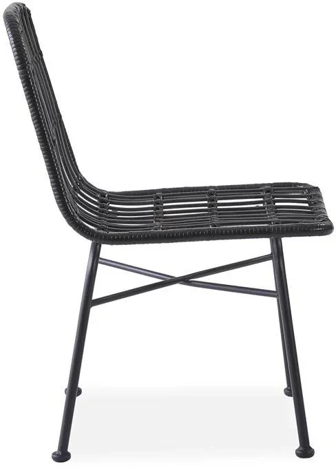 Krzesło K401 rattan syntetyczny z poduszką czarny/popielaty