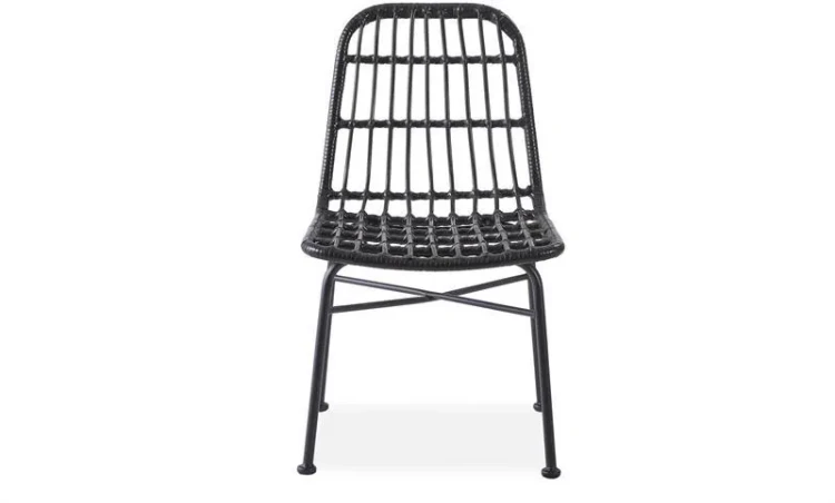 Krzesło K401 rattan syntetyczny z poduszką czarny/popielaty