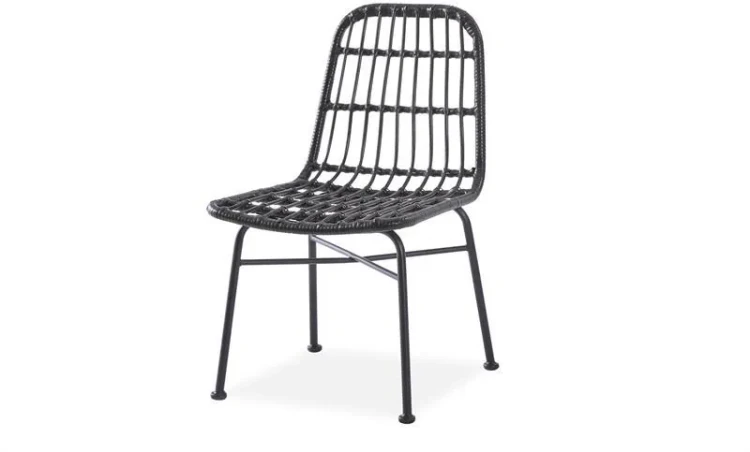 Krzesło K401 rattan syntetyczny z poduszką czarny/popielaty