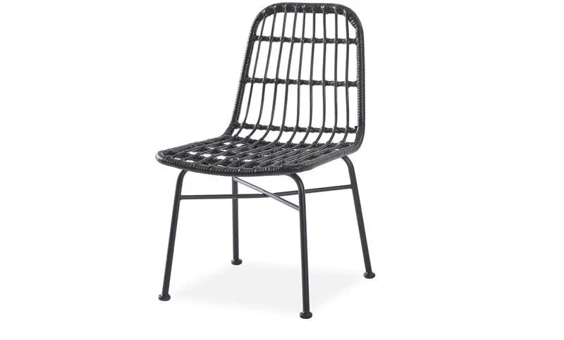 Krzesło K401 rattan syntetyczny z poduszką czarny/popielaty