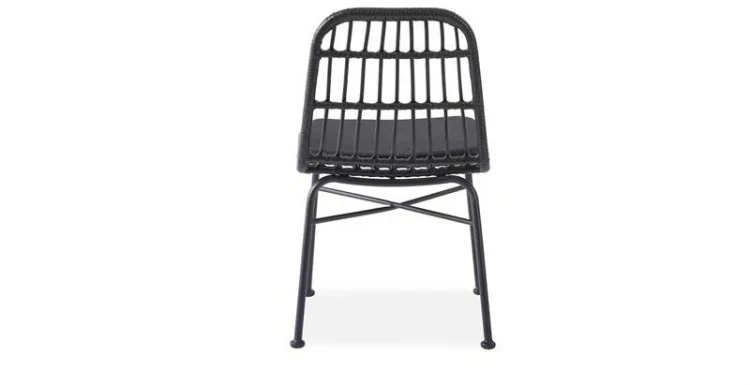 Krzesło K401 rattan syntetyczny z poduszką czarny/popielaty