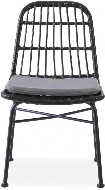 Krzesło K401 rattan syntetyczny z poduszką czarny/popielaty