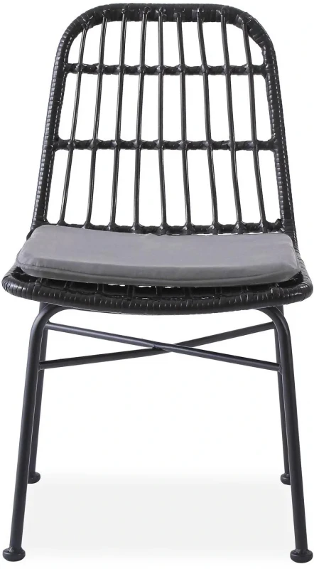 Krzesło K401 rattan syntetyczny z poduszką czarny/popielaty