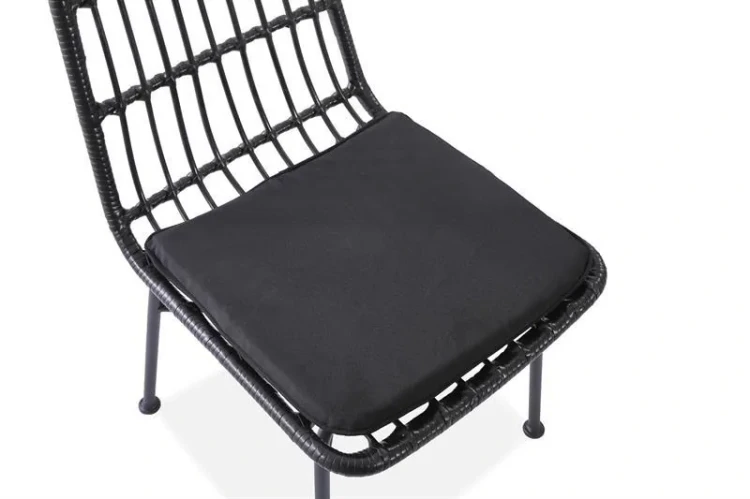 Krzesło K401 rattan syntetyczny z poduszką czarny/popielaty
