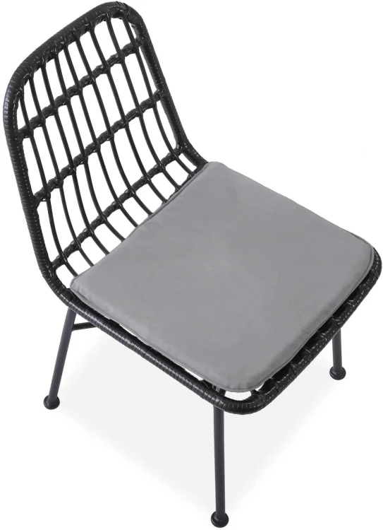 Krzesło K401 rattan syntetyczny z poduszką czarny/popielaty