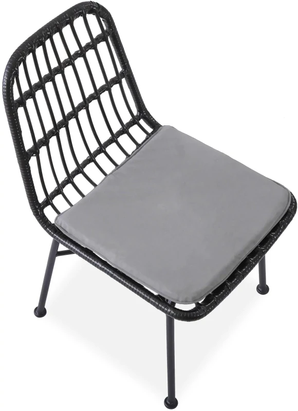 Krzesło K401 rattan syntetyczny z poduszką czarny/popielaty