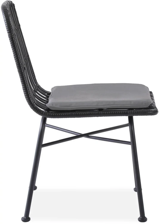 Krzesło K401 rattan syntetyczny z poduszką czarny/popielaty