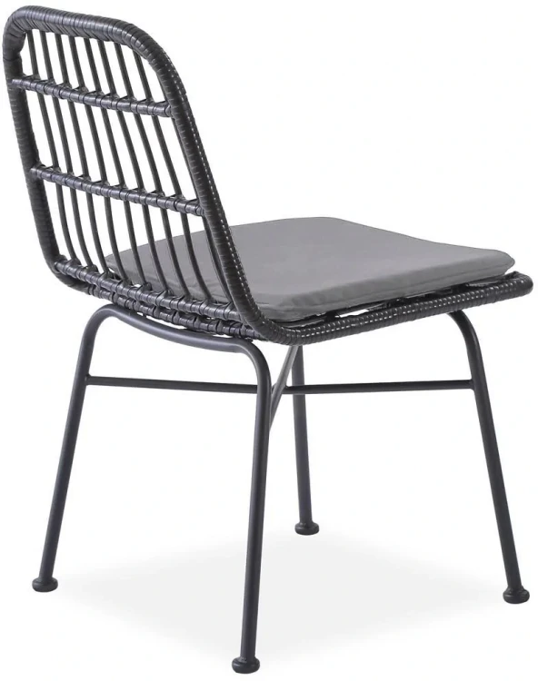 Krzesło K401 rattan syntetyczny z poduszką czarny/popielaty