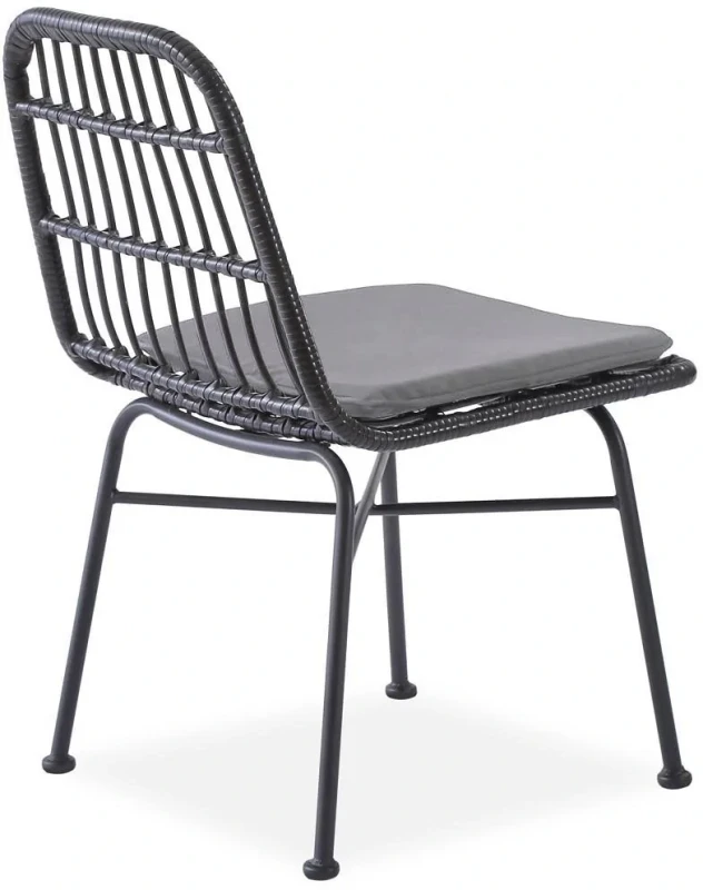 Krzesło K401 rattan syntetyczny z poduszką czarny/popielaty