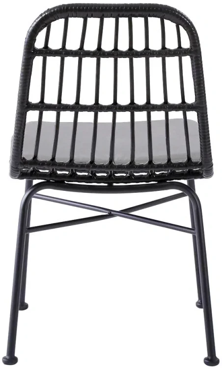 Krzesło K401 rattan syntetyczny z poduszką czarny/popielaty