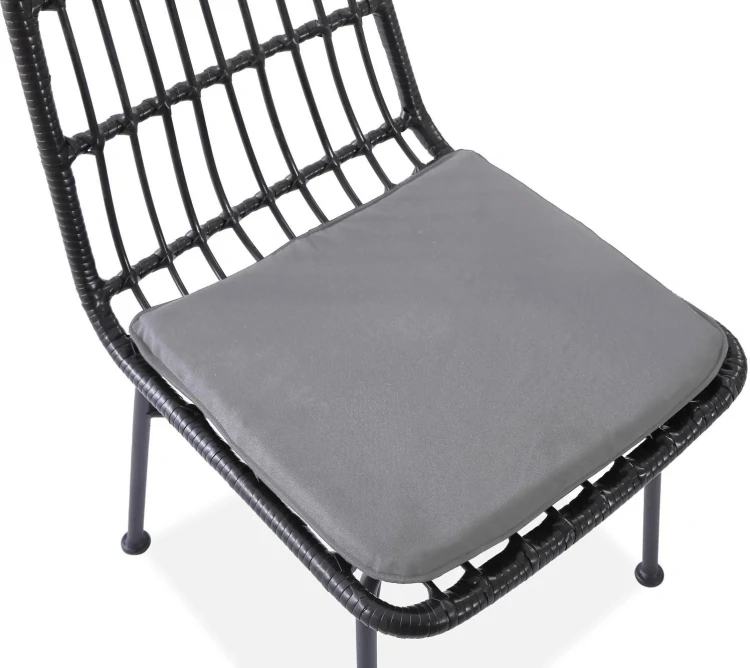 Krzesło K401 rattan syntetyczny z poduszką czarny/popielaty