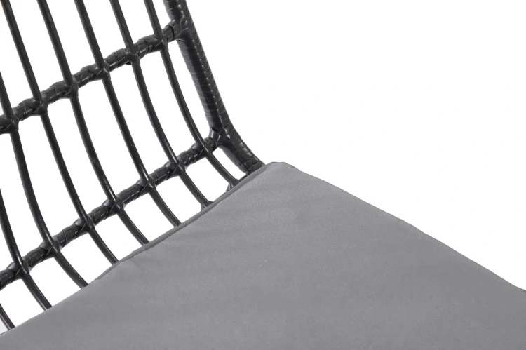 Krzesło K401 rattan syntetyczny z poduszką czarny/popielaty