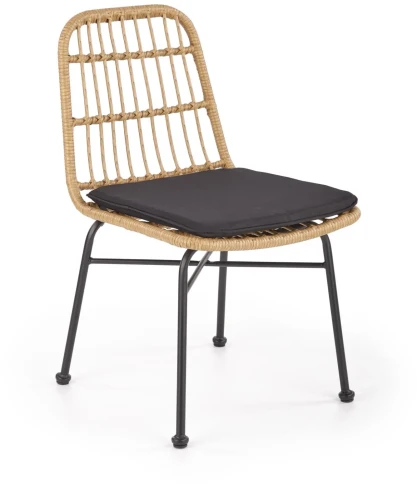 Krzesło K401 rattan syntetyczny z poduszką naturalny/czarny