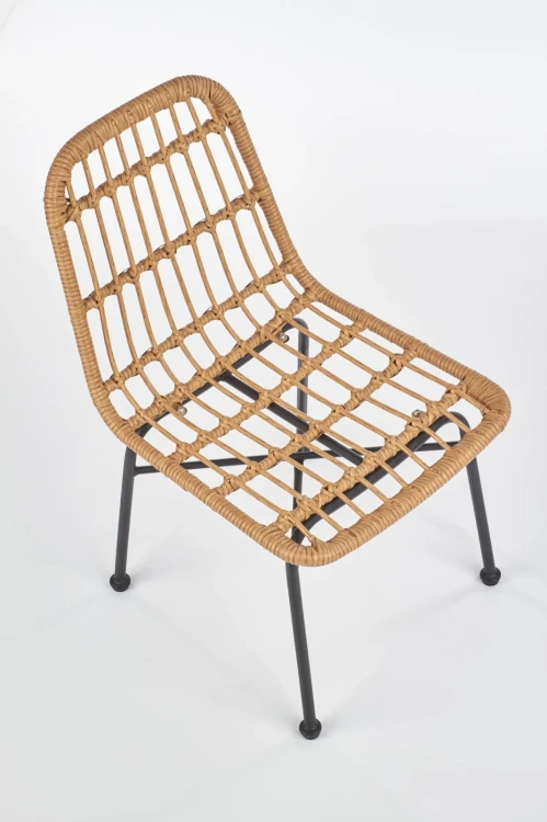 Krzesło K401 rattan syntetyczny z poduszką naturalny/czarny