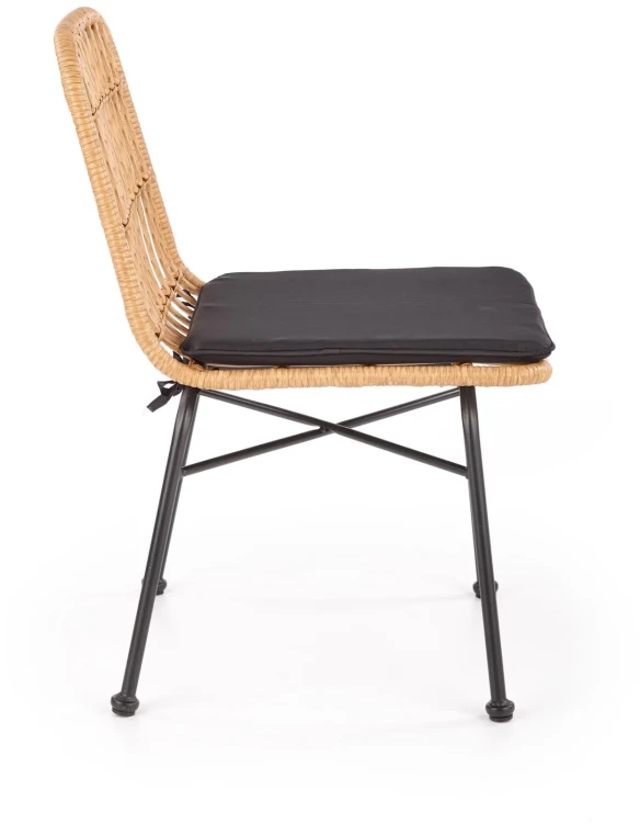 Krzesło K401 rattan syntetyczny z poduszką naturalny/czarny