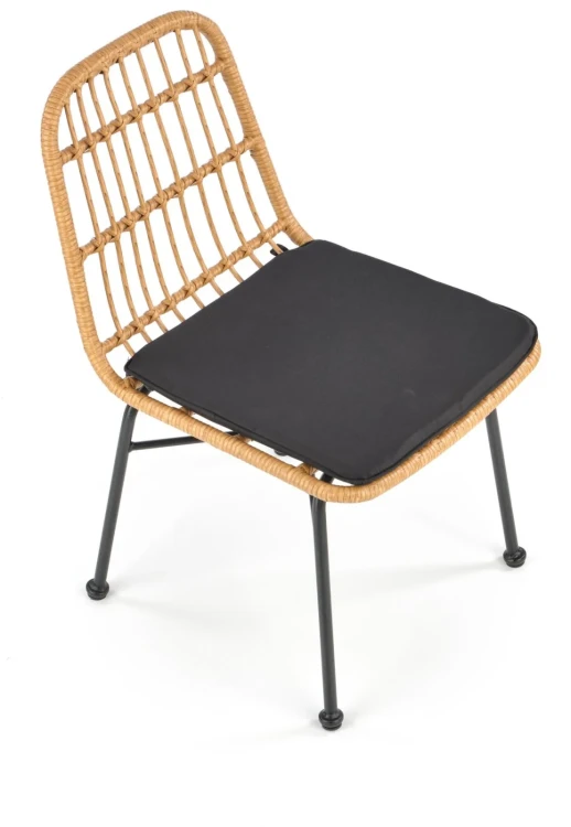 Krzesło K401 rattan syntetyczny z poduszką naturalny/czarny