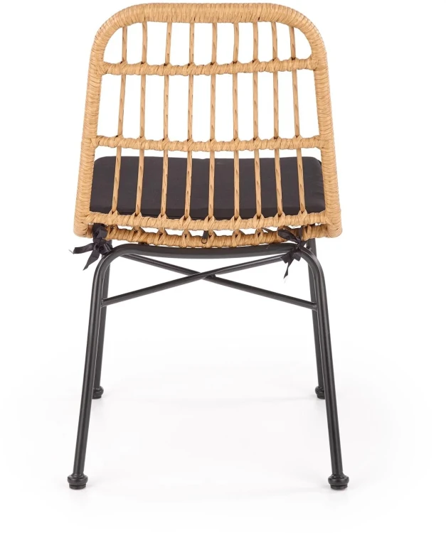 Krzesło K401 rattan syntetyczny z poduszką naturalny/czarny