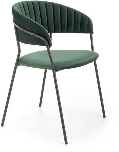 Krzesło K426 tapicerowane do jadalni ciemny zielony/czarny