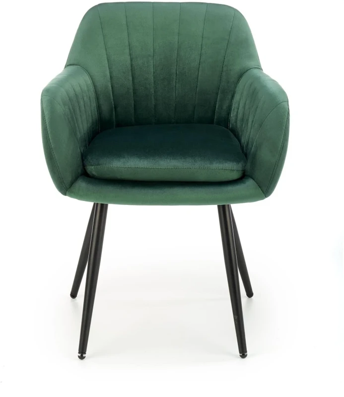 Krzesło K429 tapicerowane do jadalni ciemny zielony/czarny